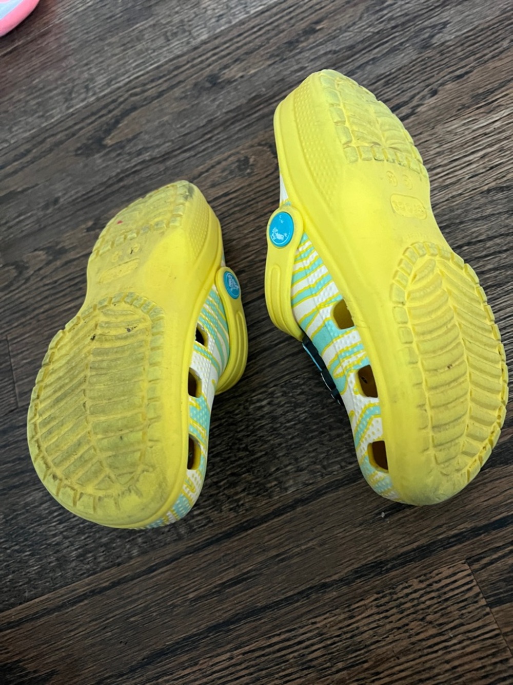 CROCS Kids' Yellow & Aqua Zebra Print Clog with Jibbitz - Picture 2 of 2